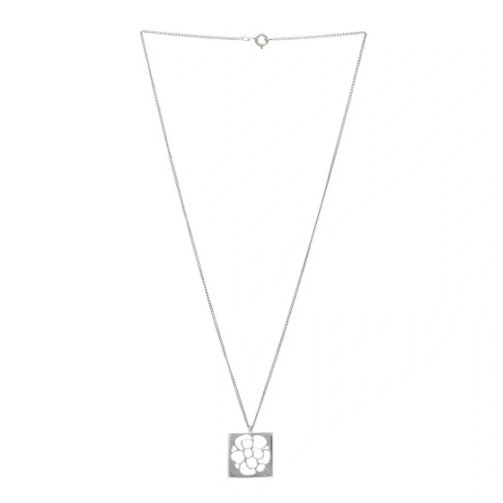 CHANEL Open Camillia 925 Sterling Silver Necklace